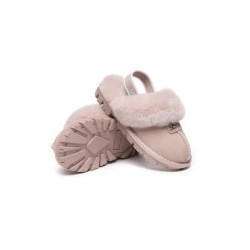 UGG Enfants pantoufles à bretelles en laine de mouton Suzie Couleur rose