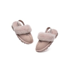 UGG Enfants pantoufles à bretelles en laine de mouton Suzie Couleur rose