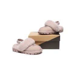 UGG Enfants pantoufles à bretelles en laine de mouton Suzie Couleur rose