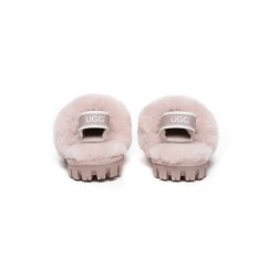 UGG Enfants pantoufles à bretelles en laine de mouton Suzie Couleur rose