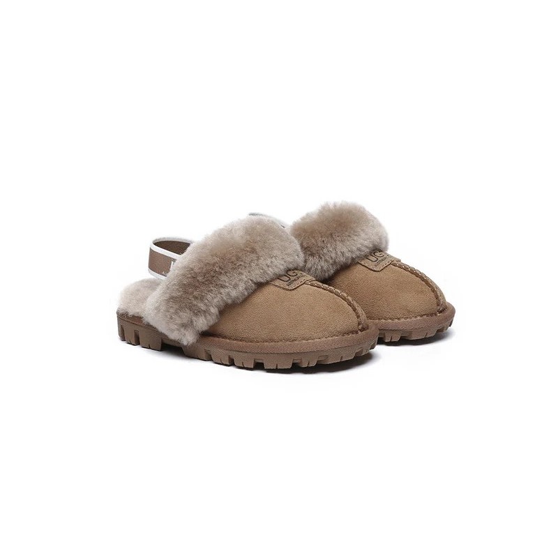 UGG Enfants pantoufles à bretelles en laine de mouton Suzie Noisettes
