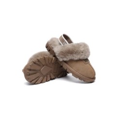 UGG Enfants pantoufles à bretelles en laine de mouton Suzie Noisettes