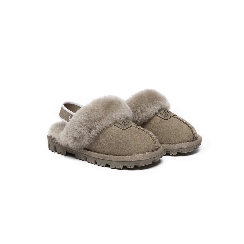 UGG Enfants pantoufles à bretelles en laine de mouton Suzie Olive