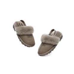 UGG Enfants pantoufles à bretelles en laine de mouton Suzie Olive