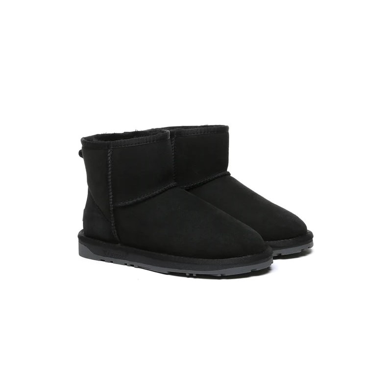 Ugg double face en peau de mouton laine cheville Mini Classic Boots noir