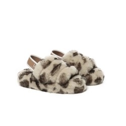 UGG Enfants Sling duveteux slide léopard duveteux Leopard