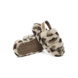UGG Enfants Sling duveteux slide léopard duveteux Leopard