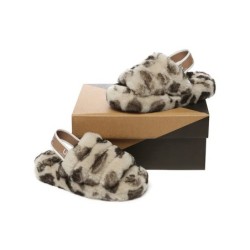 UGG Enfants Sling duveteux slide léopard duveteux Leopard