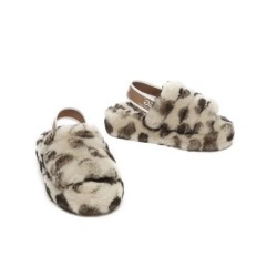 UGG Enfants Sling duveteux slide léopard duveteux Leopard