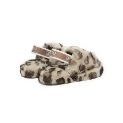 UGG Enfants Sling duveteux slide léopard duveteux Leopard