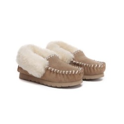 UGG Enfants en peau de mouton laine cheville pantoufles popo moccasin Châtaigne