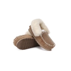 UGG Enfants en peau de mouton laine cheville pantoufles popo moccasin Châtaigne