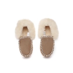 UGG Enfants en peau de mouton laine cheville pantoufles popo moccasin Châtaigne