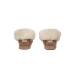 UGG Enfants en peau de mouton laine cheville pantoufles popo moccasin Châtaigne