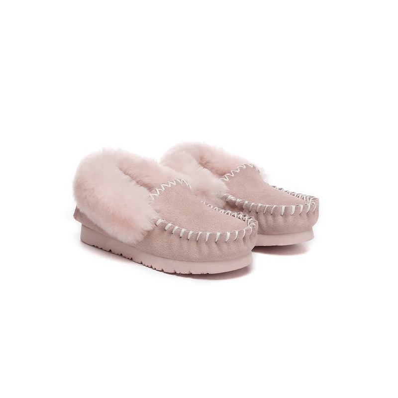 UGG Enfants en peau de mouton laine cheville pantoufles popo moccasin rose