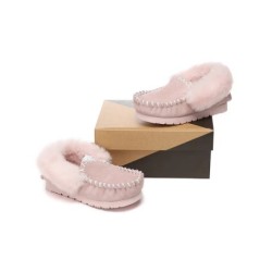 UGG Enfants en peau de mouton laine cheville pantoufles popo moccasin rose