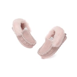UGG Enfants en peau de mouton laine cheville pantoufles popo moccasin rose