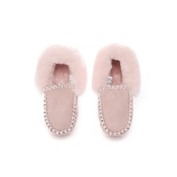 UGG Enfants en peau de mouton laine cheville pantoufles popo moccasin rose