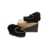 UGG Enfants en peau de mouton laine cheville pantoufles popo moccasin noir