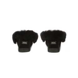 UGG Enfants en peau de mouton laine cheville pantoufles popo moccasin noir