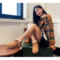 Ugg bottes femmes en peau de mouton laine cheville Mini Brooklyn Châtaigne