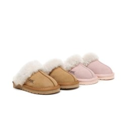 UGG Enfants en peau de mouton pantoufles en laine muffins Châtaigne
