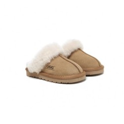 UGG Enfants en peau de mouton pantoufles en laine muffins Châtaigne