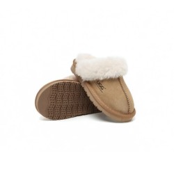 UGG Enfants en peau de mouton pantoufles en laine muffins Châtaigne