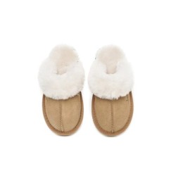 UGG Enfants en peau de mouton pantoufles en laine muffins Châtaigne