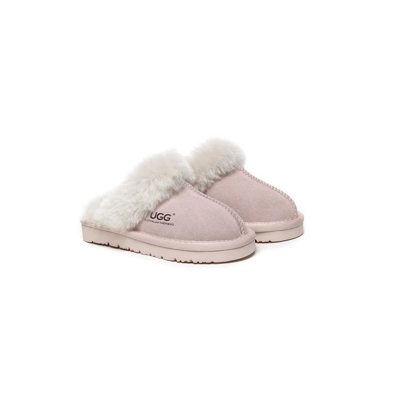 UGG Enfants en peau de mouton pantoufles en laine muffins Rose