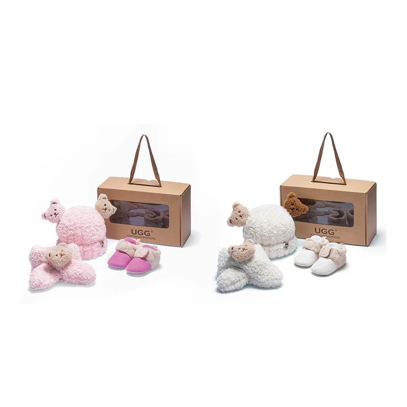Ugg baby boots coffret cadeau avec laine Bean Bean et écharpe rose