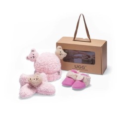Ugg baby boots coffret cadeau avec laine Bean Bean et écharpe rose