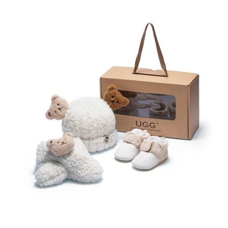 Ugg baby boots coffret cadeau avec laine Bean Bean et écharpe blanc