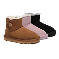 Ugg Mini bottes boutonnées en laine de mouton pour enfants Nolan rose