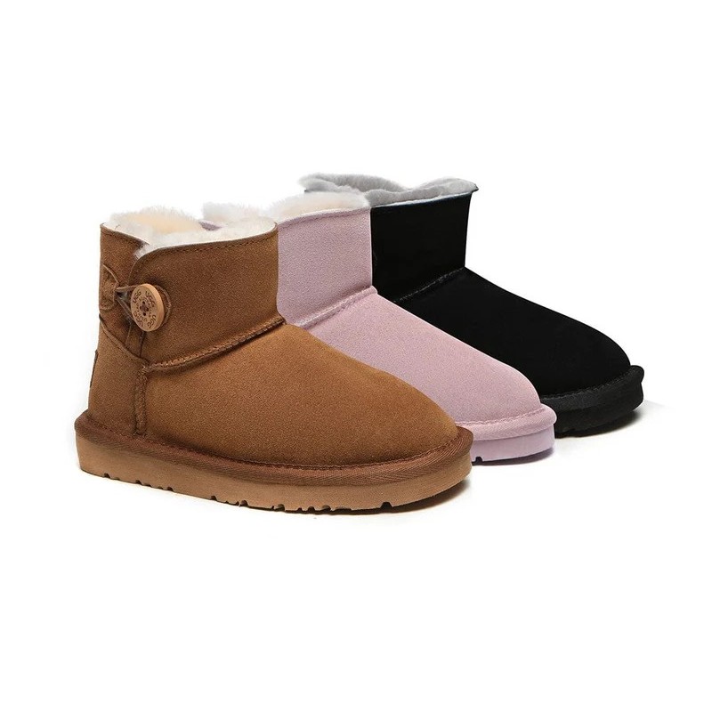 Ugg Mini bottes boutonnées en laine de mouton pour enfants Nolan rose