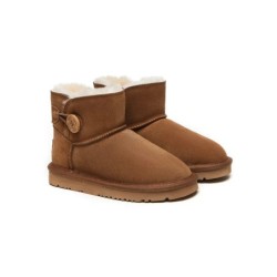 Ugg Mini bottes boutonnées en laine de mouton pour enfants Nolan Châtaigne