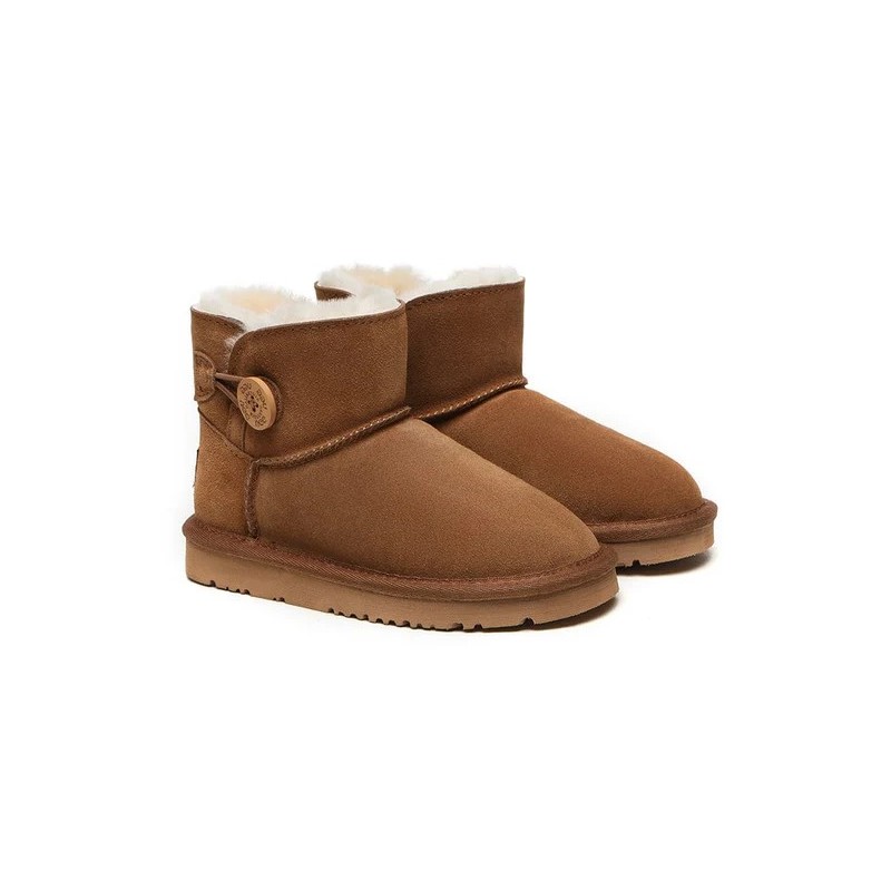 Ugg Mini bottes boutonnées en laine de mouton pour enfants Nolan Châtaigne