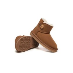 Ugg Mini bottes boutonnées en laine de mouton pour enfants Nolan Châtaigne