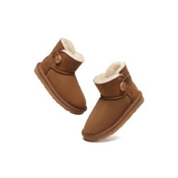 Ugg Mini bottes boutonnées en laine de mouton pour enfants Nolan Châtaigne