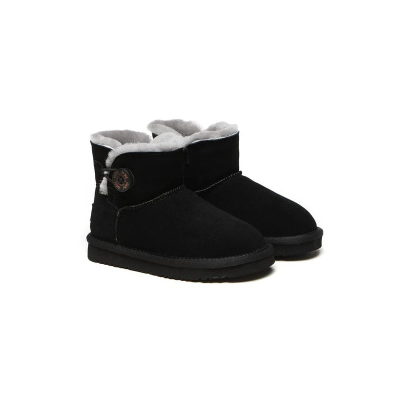Ugg Mini bottes boutonnées en laine de mouton pour enfants Nolan noir