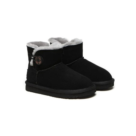 Ugg Mini bottes boutonnées en laine de mouton pour enfants Nolan noir
