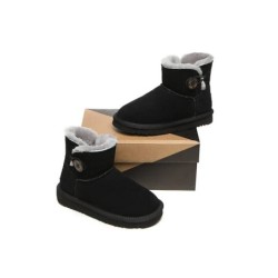 Ugg Mini bottes boutonnées en laine de mouton pour enfants Nolan noir