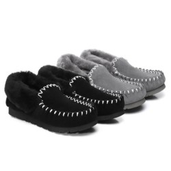UGG Enfants en peau de mouton laine cheville pantoufles popo moccasins gris