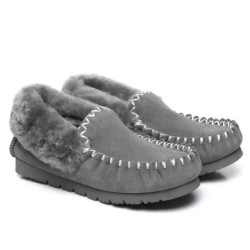 UGG Enfants en peau de mouton laine cheville pantoufles popo moccasins gris