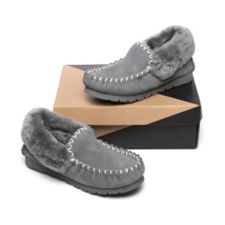 UGG Enfants en peau de mouton laine cheville pantoufles popo moccasins gris