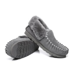 UGG Enfants en peau de mouton laine cheville pantoufles popo moccasins gris