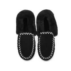 UGG Enfants en peau de mouton laine cheville pantoufles popo moccasins noir