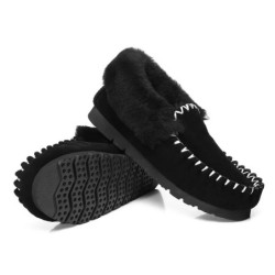 UGG Enfants en peau de mouton laine cheville pantoufles popo moccasins noir