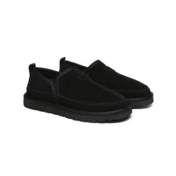 Ugg pantoufles en laine de mouton pour hommes noir