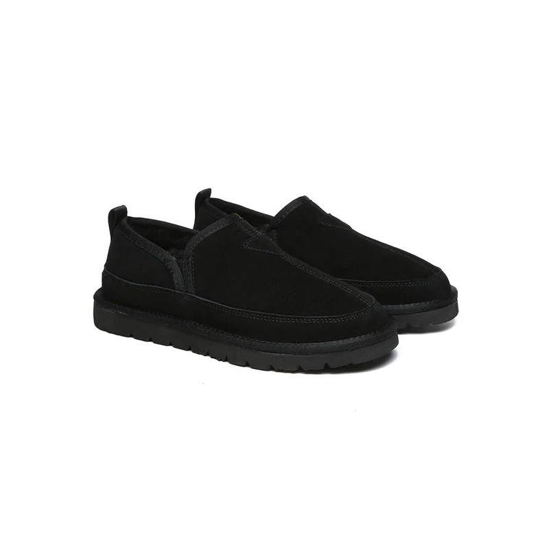Ugg pantoufles en laine de mouton pour hommes noir